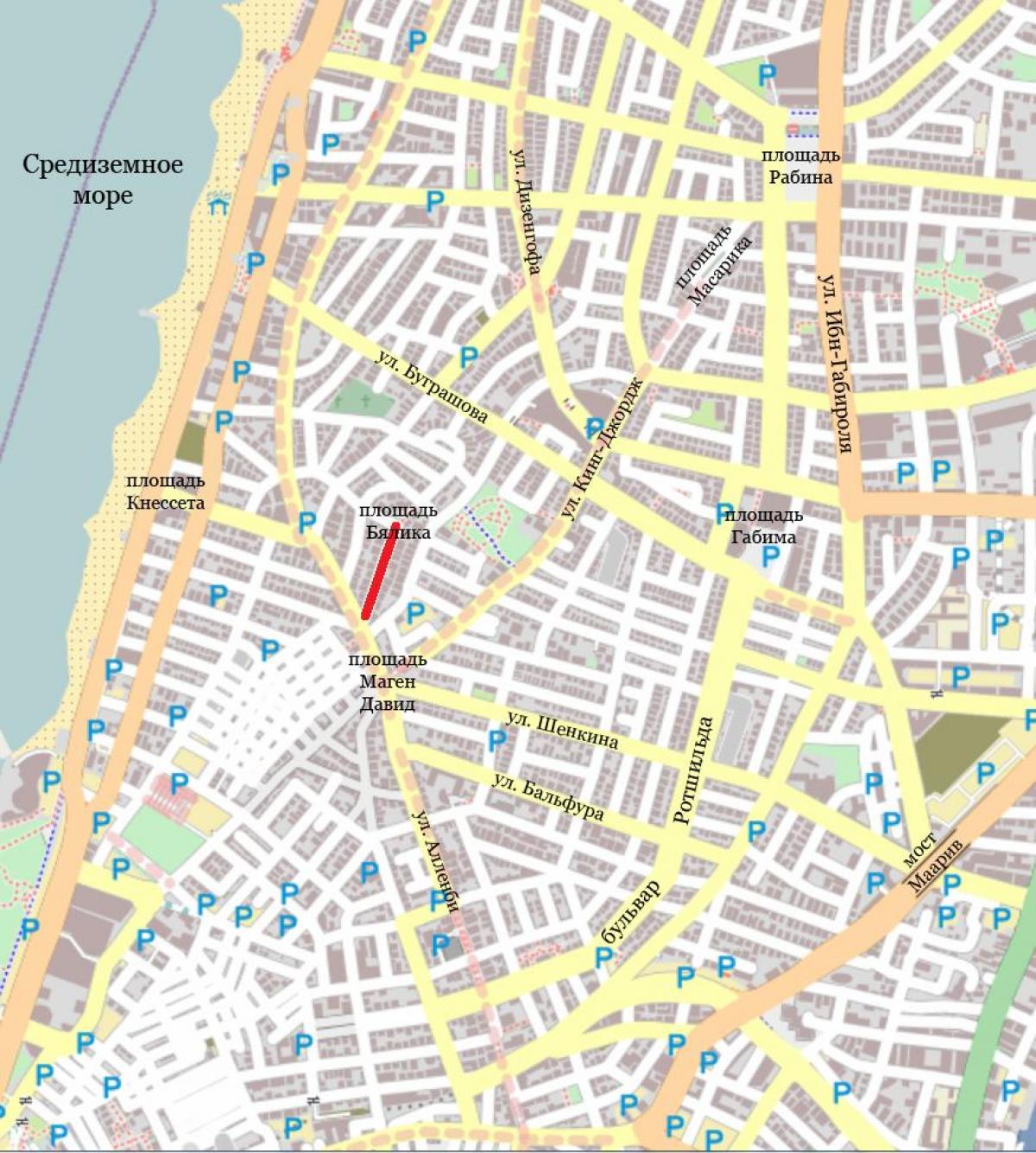 mapa ulica Tel Aviva, Izrael