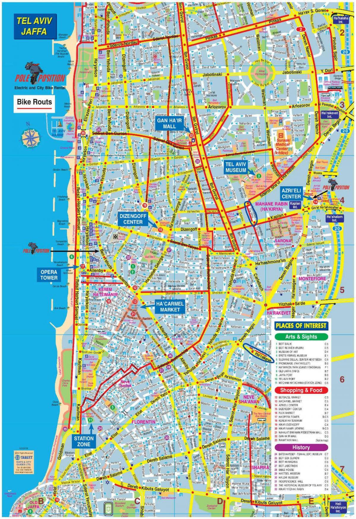 karta Tel Aviva na biciklu
