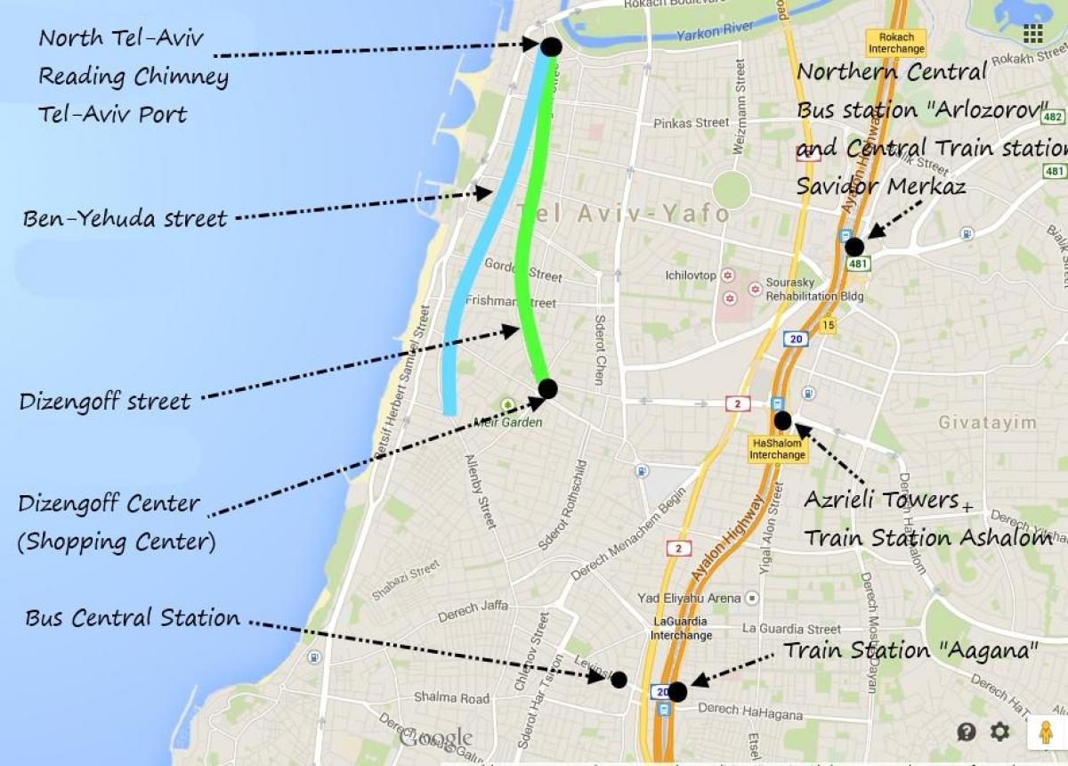 karta Tel Aviva na javnim prijevozom