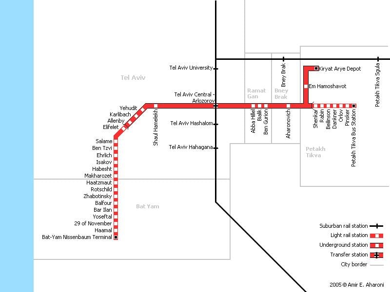 Tel Aviv karta podzemne željeznice 