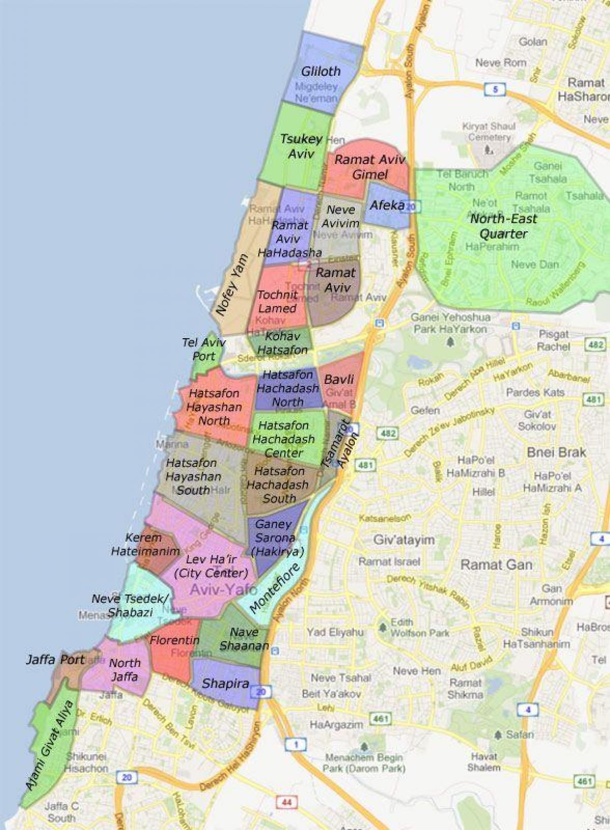 Tel Aviv četvrtine karti